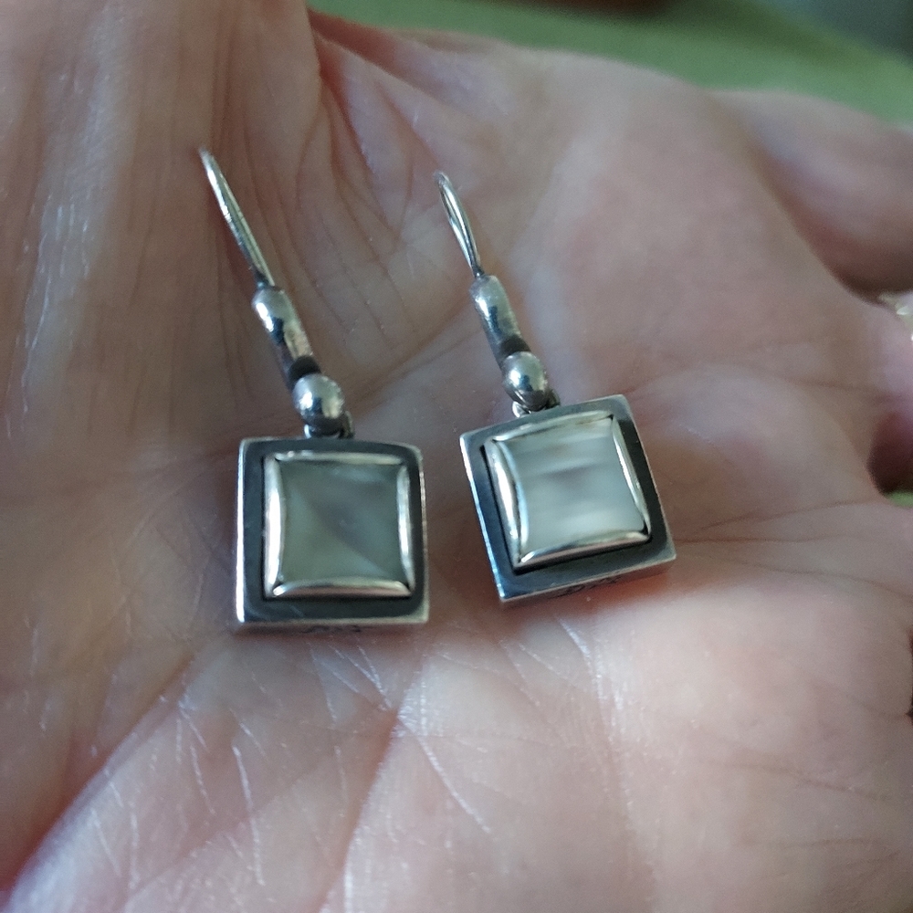 Silver Square Mother Of Pearl Earrings